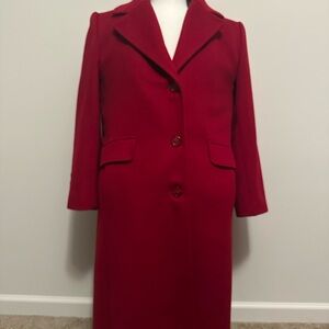 Vintage Forecaster of Boston  Long Wool Red Coat Size 12